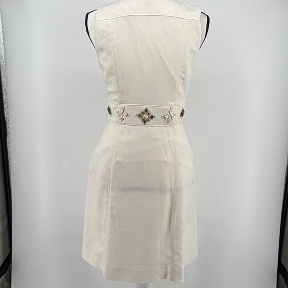 Banana Republic Womens White Beaded Embellished Jeweled Fit Flare Dress 2 - Picture 3 of 12